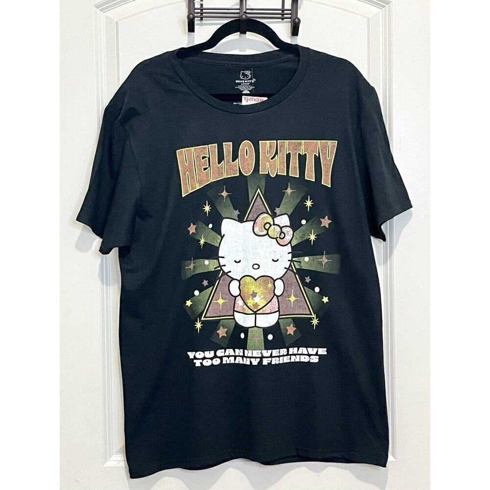 Men’s Adult L HELLO KITTY Y2K T-Shirt Sanrio Women’s Unisex Tee Black Streetwear